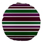 Purple Green Stripes Large 18  Premium Round Cushions Front