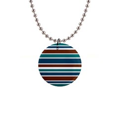 Teal Brown Stripes Button Necklaces