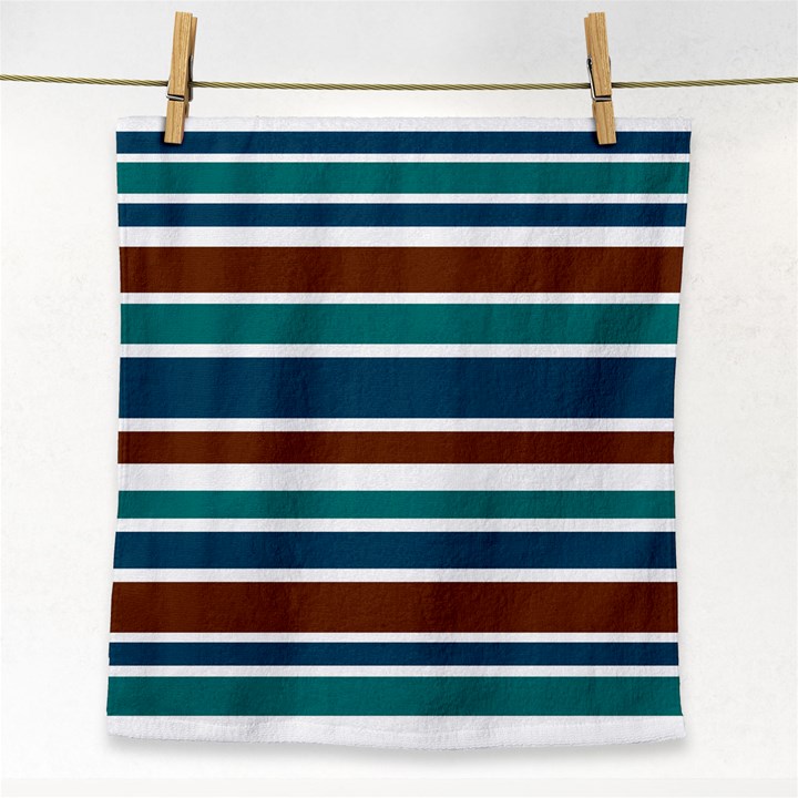 Teal Brown Stripes Face Towel