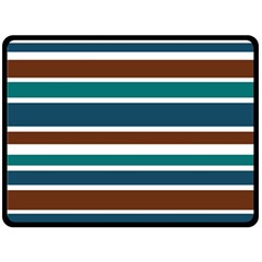 Teal Brown Stripes Fleece Blanket (large)  by BrightVibesDesign