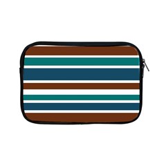 Teal Brown Stripes Apple Ipad Mini Zipper Cases by BrightVibesDesign