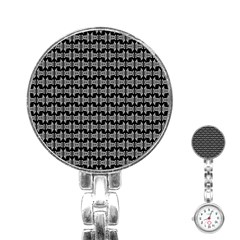 Black White Tiki Pattern Stainless Steel Nurses Watch by BrightVibesDesign