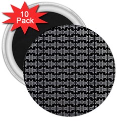 Black White Tiki Pattern 3  Magnets (10 Pack)  by BrightVibesDesign