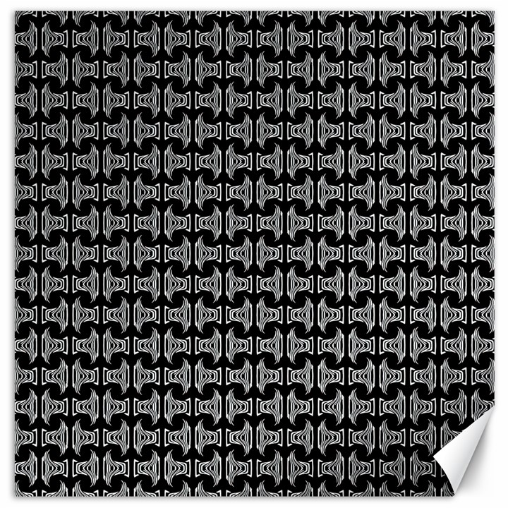 Black White Tiki Pattern Canvas 12  x 12  