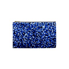 Blue Glitter Rain Cosmetic Bag (Small) 