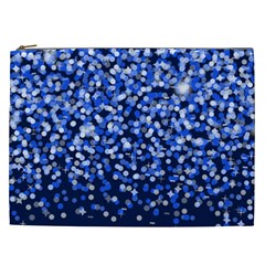 Blue Glitter Rain Cosmetic Bag (xxl)  by KirstenStar