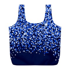 Blue Glitter Rain Full Print Recycle Bags (L) 