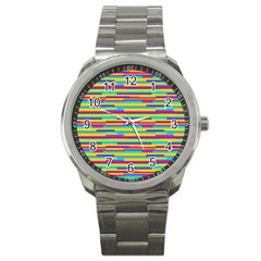 Colorful Stripes Background Sport Metal Watch by TastefulDesigns