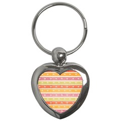 Watercolor Stripes Background With Stars Key Chains (heart) 