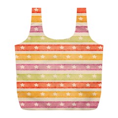 Watercolor Stripes Background With Stars Full Print Recycle Bags (l)  by TastefulDesigns