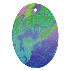 Green Blue Pink Color Splash Ornament (oval)  by BrightVibesDesign