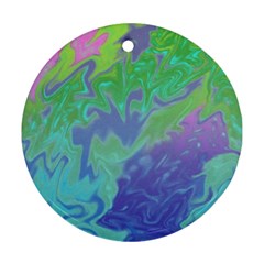 Green Blue Pink Color Splash Round Ornament (two Sides)  by BrightVibesDesign