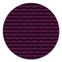 Pink Black Retro Tiki Pattern Magnet 5  (round) by BrightVibesDesign