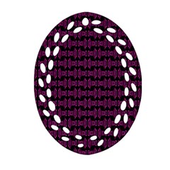 Pink Black Retro Tiki Pattern Oval Filigree Ornament (2-side)  by BrightVibesDesign