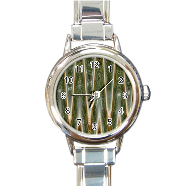 Green Brown Zigzag Round Italian Charm Watch