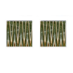 Green Brown Zigzag Cufflinks (Square)