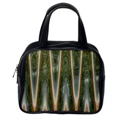 Green Brown Zigzag Classic Handbags (One Side)
