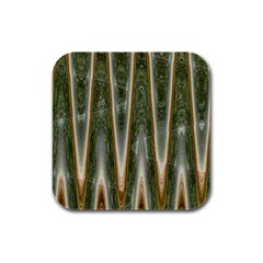 Green Brown Zigzag Rubber Square Coaster (4 Pack)  by BrightVibesDesign