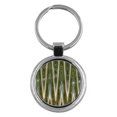 Green Brown Zigzag Key Chains (Round) 