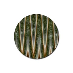 Green Brown Zigzag Rubber Coaster (Round) 