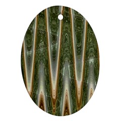 Green Brown Zigzag Oval Ornament (Two Sides)