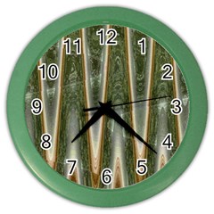 Green Brown Zigzag Color Wall Clocks