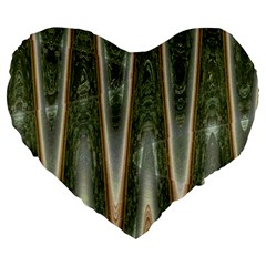 Green Brown Zigzag Large 19  Premium Heart Shape Cushions by BrightVibesDesign