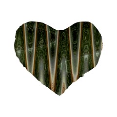 Green Brown Zigzag Standard 16  Premium Flano Heart Shape Cushions