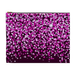 Pink Glitter Rain Cosmetic Bag (xl) by KirstenStar