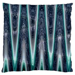 Blue Turquoise Zigzag Pattern Large Flano Cushion Case (one Side) by BrightVibesDesign