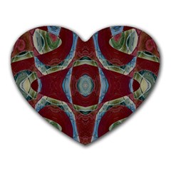 Fancy Maroon Blue Design Heart Mousepads by BrightVibesDesign