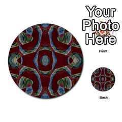 Fancy Maroon Blue Design Multi-purpose Cards (round) 