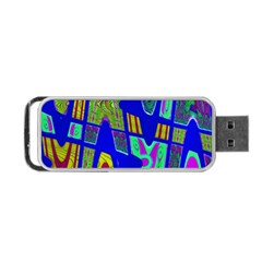 Bright Blue Mod Pop Art  Portable Usb Flash (one Side) by BrightVibesDesign