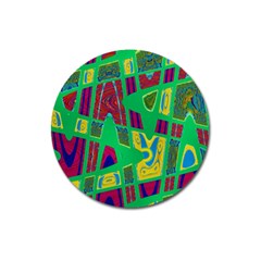 Bright Green Mod Pop Art Magnet 3  (round) by BrightVibesDesign