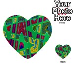 Bright Green Mod Pop Art Multi-purpose Cards (Heart)  Back 52