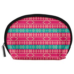 Pink Blue Rhombus Pattern                               Accessory Pouch by LalyLauraFLM