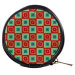 Blue red squares pattern                                Mini Makeup Bag