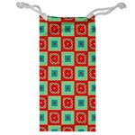 Blue red squares pattern                                Jewelry Bag