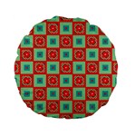 Blue red squares pattern                                	Standard 15  Premium Flano Round Cushion