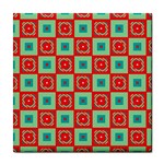 Blue red squares pattern                                			Tile Coaster