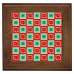 Blue red squares pattern                                			Framed Tile