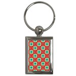 Blue red squares pattern                                			Key Chain (Rectangle)