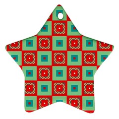 Blue Red Squares Pattern                                			ornament (star)