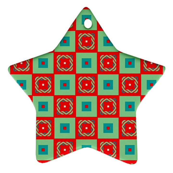 Blue red squares pattern                                			Ornament (Star)