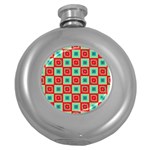 Blue red squares pattern                                			Hip Flask (5 oz)