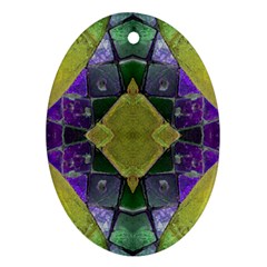 Purple Yellow Stone Abstract Ornament (oval)  by BrightVibesDesign