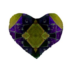 Purple Yellow Stone Abstract Standard 16  Premium Heart Shape Cushions by BrightVibesDesign
