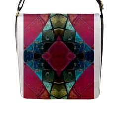 Pink Turquoise Stone Abstract Flap Messenger Bag (l)  by BrightVibesDesign