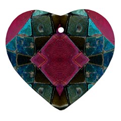 Pink Turquoise Stone Abstract Ornament (heart)  by BrightVibesDesign