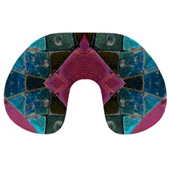 Pink Turquoise Stone Abstract Travel Neck Pillows by BrightVibesDesign